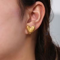 Fashion Heart Shape Stainless Steel Plating Ear Studs 1 Pair main image 4