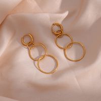 1 Pair Fashion Round Plating Stainless Steel Gold Plated Drop Earrings main image 1