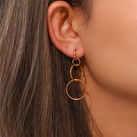 1 Pair Fashion Round Plating Stainless Steel Gold Plated Drop Earrings main image 3