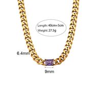 Fashion Square Stainless Steel Plating Inlay Zircon Necklace 1 Piece main image 3