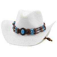 Unisex Fashion Solid Color Wide Eaves Straw Hat main image 3