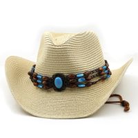 Unisex Fashion Solid Color Wide Eaves Straw Hat main image 6