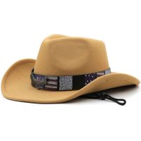 Unisex Cowboy Style Solid Color Wide Eaves Fedora Hat main image 4