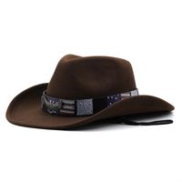 Unisex Cowboy Style Solid Color Wide Eaves Fedora Hat main image 3