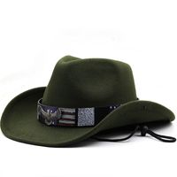 Unisex Cowboy Style Solid Color Wide Eaves Fedora Hat main image 1