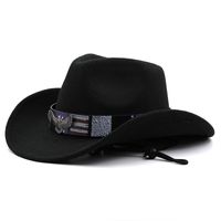 Unisex Cowboy Style Solid Color Wide Eaves Fedora Hat sku image 4
