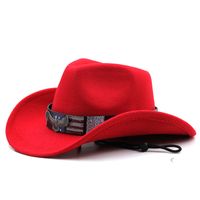 Unisex Cowboy Style Solid Color Wide Eaves Fedora Hat sku image 3