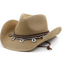 Unisex Cowboy Style Solid Color Wide Eaves Straw Hat main image 1