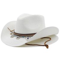 Unisex Cowboy Style Solid Color Wide Eaves Straw Hat sku image 4