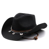 Unisex Cowboy Style Solid Color Wide Eaves Straw Hat sku image 5