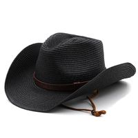 Unisex Cowboy Style Solid Color Wide Eaves Straw Hat sku image 5