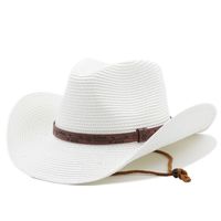 Unisex Cowboy Style Solid Color Wide Eaves Straw Hat main image 5