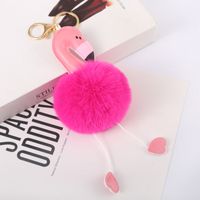 Cartoon Style Flamingo Pu Leather Alloy Plush Plating Bag Pendant Keychain main image 4