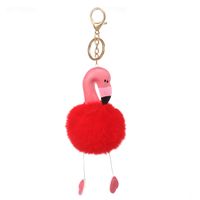 Cartoon Style Flamingo Pu Leather Alloy Plush Plating Bag Pendant Keychain main image 3