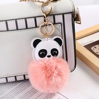 Cute Panda Pu Leather Alloy Plush Plating Bag Pendant Keychain main image 5