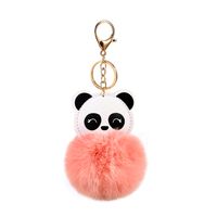 Cute Panda Pu Leather Alloy Plush Plating Bag Pendant Keychain main image 3