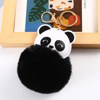 Cute Panda Pu Leather Alloy Plush Plating Bag Pendant Keychain sku image 3