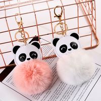 Cute Panda Pu Leather Alloy Plush Plating Bag Pendant Keychain main image 1