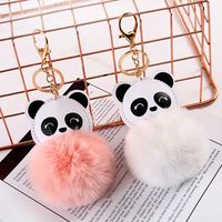 Mignon Panda Faux Cuir Alliage Peluche Placage Pendentif De Sac Porte-clés main image 1