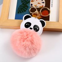 Cute Panda Pu Leather Alloy Plush Plating Bag Pendant Keychain sku image 2