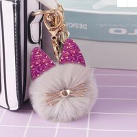 Cute Cat Alloy Plush Sequins Bag Pendant Keychain main image 3