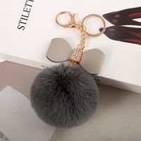 Cute Bow Knot Pu Leather Alloy Plush Plating Rhinestones Bag Pendant Keychain sku image 13