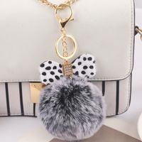 Cute Bow Knot Pu Leather Alloy Plush Plating Rhinestones Bag Pendant Keychain sku image 25