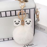 Cute Bow Knot Pu Leather Alloy Plush Plating Rhinestones Bag Pendant Keychain sku image 20