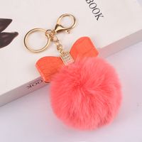 Cute Bow Knot Pu Leather Alloy Plush Plating Rhinestones Bag Pendant Keychain sku image 24