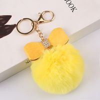 Cute Bow Knot Pu Leather Alloy Plush Plating Rhinestones Bag Pendant Keychain sku image 27