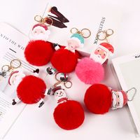 Cute Santa Claus Alloy Plush Plating Bag Pendant Keychain main image 4