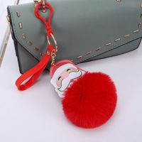 Cute Santa Claus Alloy Plush Plating Bag Pendant Keychain main image 3