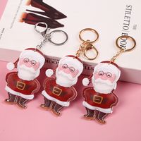 Cute Santa Claus Alloy Plush Plating Bag Pendant Keychain main image 1