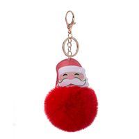Cute Santa Claus Alloy Plush Plating Bag Pendant Keychain main image 5