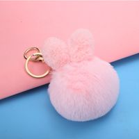 Cartoon Style Bunny Ears Alloy Plush Plating Bag Pendant Keychain main image 3