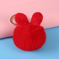 Cartoon Style Bunny Ears Alloy Plush Plating Bag Pendant Keychain sku image 1