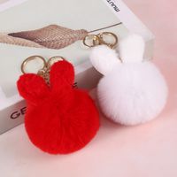 Cartoon Style Bunny Ears Alloy Plush Plating Bag Pendant Keychain main image 1