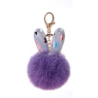 Cartoon Style Bunny Ears Alloy Plush Plating Bag Pendant Keychain main image 2