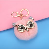 Cute Owl Plush Metal Sequins Rhinestones Bag Pendant Keychain sku image 1