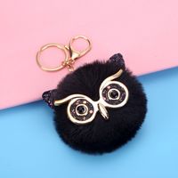 Cute Owl Plush Metal Sequins Rhinestones Bag Pendant Keychain sku image 4