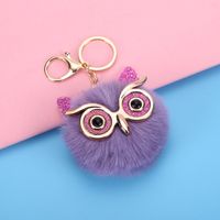 Cute Owl Plush Metal Sequins Rhinestones Bag Pendant Keychain sku image 7
