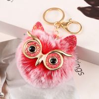 Cute Owl Plush Metal Sequins Rhinestones Bag Pendant Keychain sku image 12
