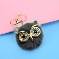 Cute Owl Plush Metal Sequins Rhinestones Bag Pendant Keychain sku image 8