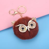 Cute Owl Plush Metal Sequins Rhinestones Bag Pendant Keychain sku image 5