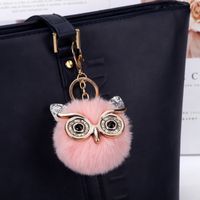 Cute Owl Plush Metal Sequins Rhinestones Bag Pendant Keychain main image 2