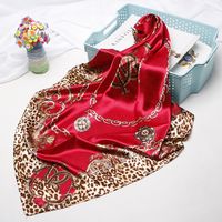Women's Elegant Leopard Satin Printing Silk Scarves main image 4