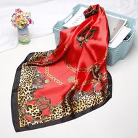 Women's Elegant Leopard Satin Printing Silk Scarves main image 3