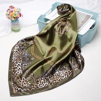 Women's Elegant Leopard Satin Printing Silk Scarves main image 1