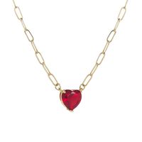 Casual Heart Shape Copper Gold Plated Zircon Pendant Necklace 1 Piece main image 2