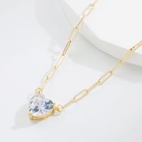 Casual Heart Shape Copper Gold Plated Zircon Pendant Necklace 1 Piece main image 6